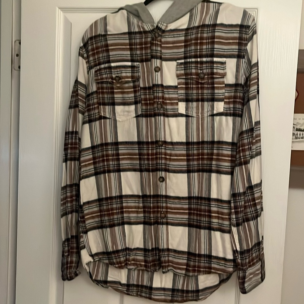 Men’s XL flannel hoodie shirt - Cactus Man by Ricky Singh